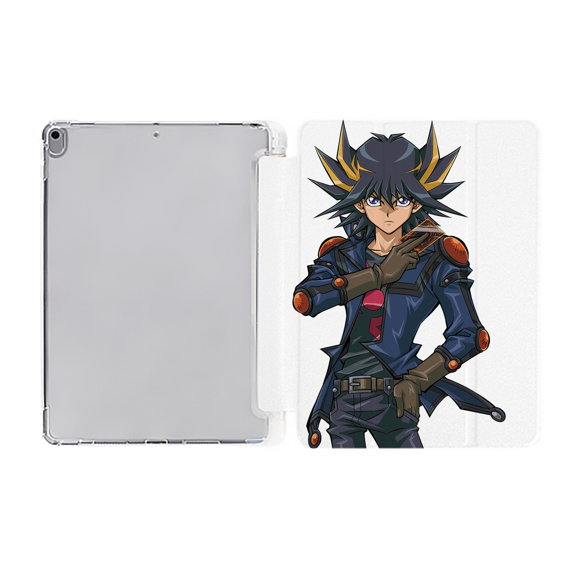 （画像用） 遊☆戯☆王 Yu-Gi-Oh! IPad ケース ペン収納付き 三つ折りスタンド PUレザー×シリコン 対応機種9.5/10.5/10.9インチ